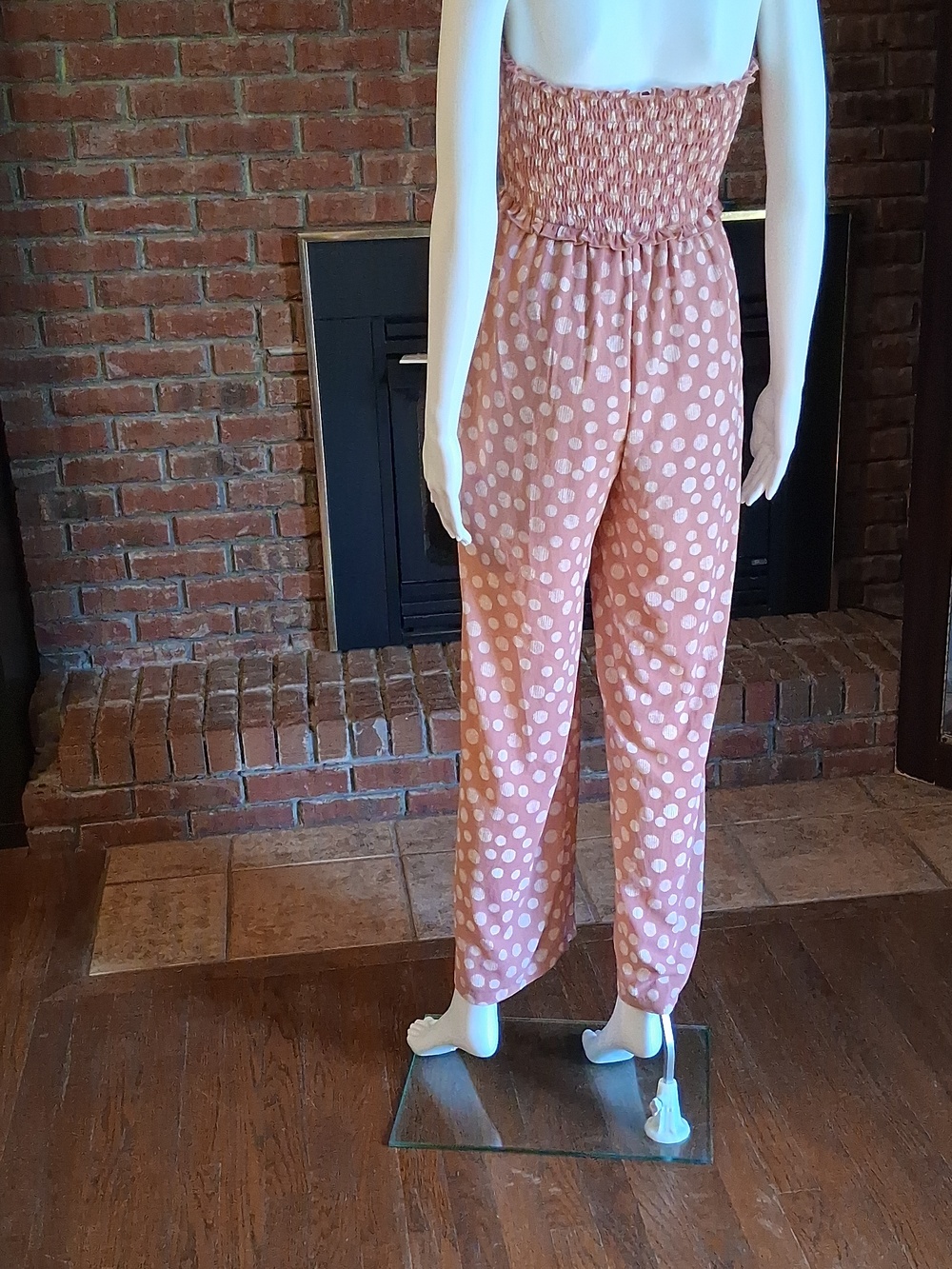Candie's Rose Pink Striped Jumpsuit - Picture 3 of 7